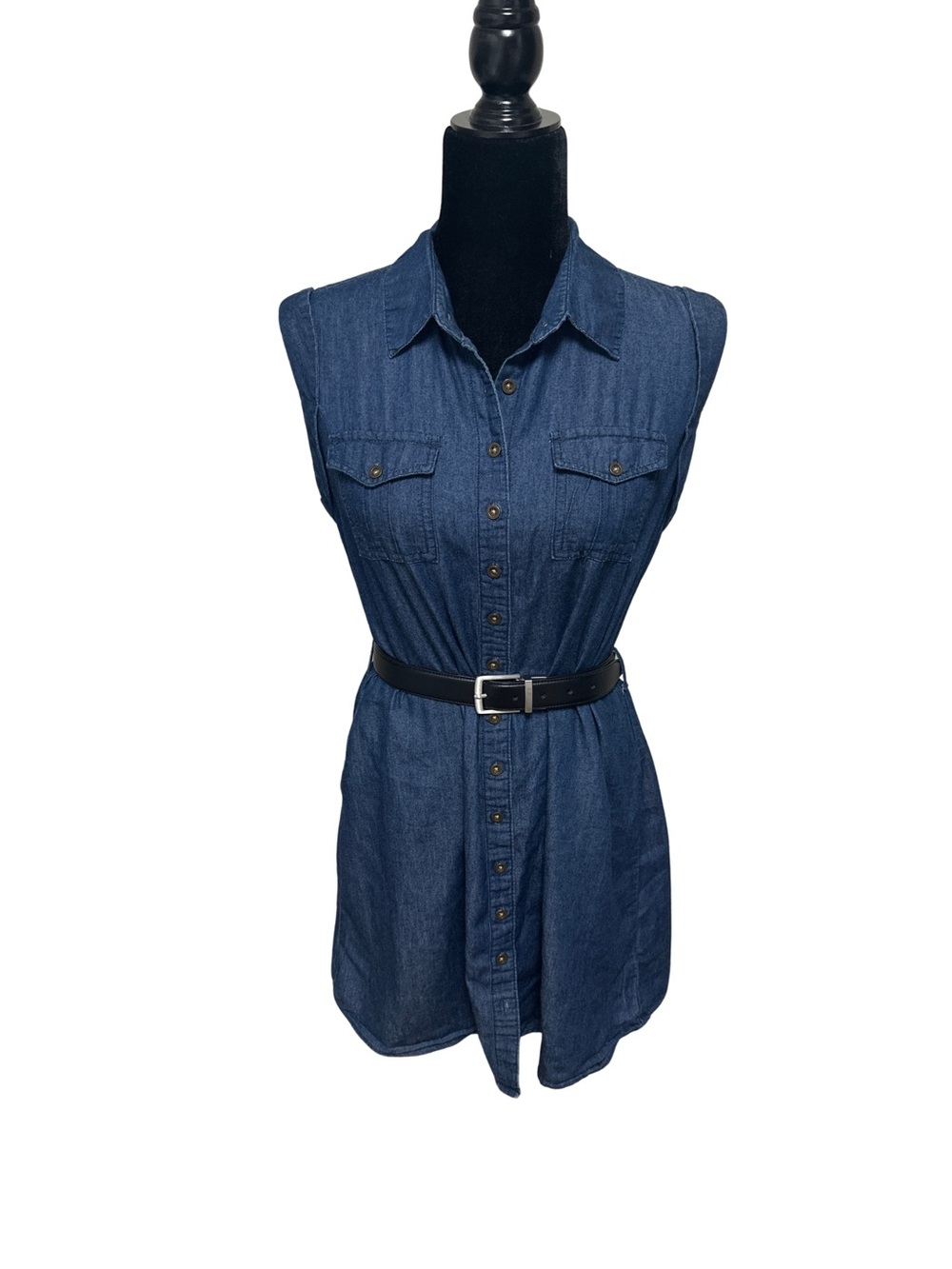 New Look Sleeveless Denim Dress Without Belt Size M